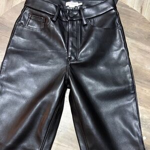 Woman’s good American Black Leather Jeans